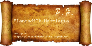 Plancsák Henrietta névjegykártya